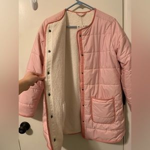 Stylish, Sherpa interior, pastel pink winter coat
